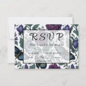 Vintage Pflaumen lila Magenta-Blütenschmetterlinge RSVP Karte (Vorderseite)