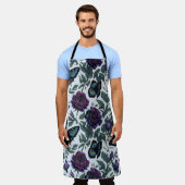 Vintage Pflaumen lila Magenta-Blütenschmetterlinge Schürze (Getragen)