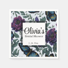 Vintage Pflaumen lila Magenta-Blütenschmetterlinge Serviette