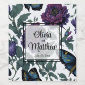 Vintage Pflaumen lila Magenta-Blütenschmetterlinge Weinetikett (Einzelnes Label)