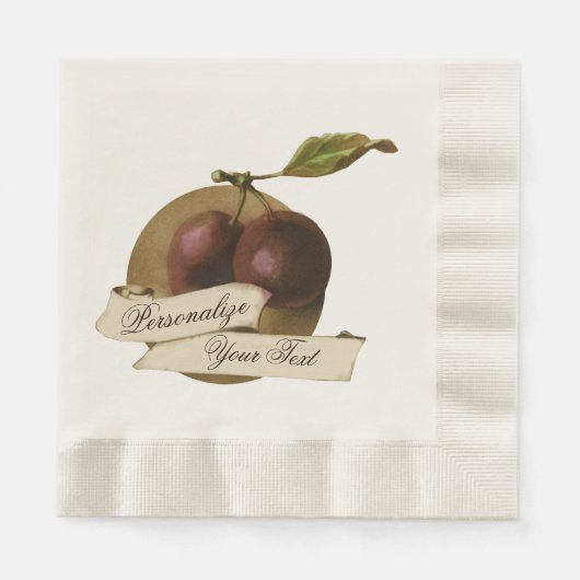 Vintage Pflaumen Retro Frucht Alte Schule Serviette (Vorderseite)