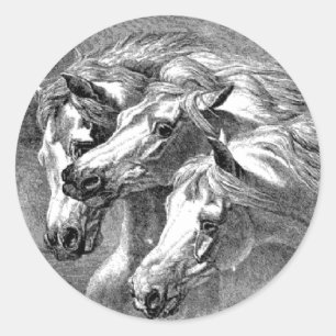 Vintage-Pharaonen-Pferd-Illustration-Aufkleber Runder Aufkleber