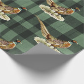 Vintage Pheasant Bird on Green Plaid Geschenkpapier (Ecke)