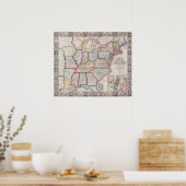 Vintage Phelps' National Map der Staaten Poster (Küche)