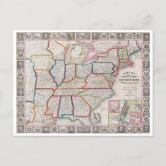 Vintage Phelps' National Map der Staaten Postkarte