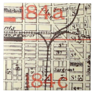 Vintage Philadelphia-Karte Detail 184a 184c Fliese