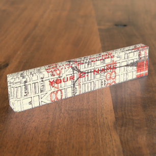 Vintage Philadelphia-Karte Detail 184a 184c Namensplakette