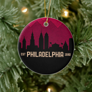 Vintage Philadelphia Philly Pennsylvania Skyline Keramik Ornament