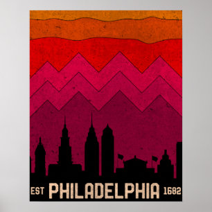 Vintage Philadelphia Philly Pennsylvania Skyline Poster
