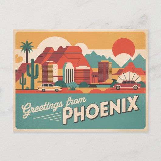 Vintage Phoenix Postkarte | Grüße von Phoenix (Vorderseite)