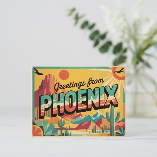 Vintage Phoenix Postkarte | Grüße von Phoenix (Stehend Vorderseite)