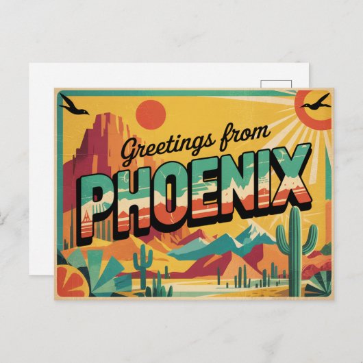 Vintage Phoenix Postkarte | Grüße von Phoenix (Vorne/Hinten)