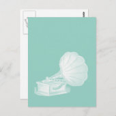 Vintage Phonograph Sea Green White Gramophone Cool Postkarte (Vorne/Hinten)