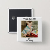 Vintage Photo Birthday Personalized Button (Vorne & Hinten)