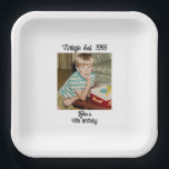 Vintage Photo Birthday Personalized  Pappteller<br><div class="desc">Vintage retro personalized paper plate with a nostalgic photo style layout instantly elevates your party table décor with playful throwback charm and bold celebration style. Designed with a classic retro aesthetic, this custom party plate features a striking vintage frame, old school inspired typography, and a clean minimalist background that beautifully...</div>