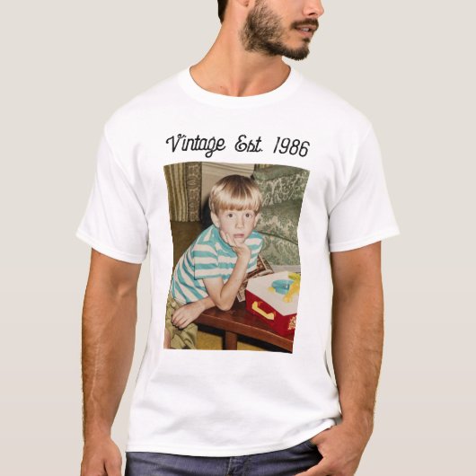 Vintage Photo Birthday Personalized T-Shirt (Vorderseite)