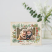 Vintage Photo Christmas Card Feiertagspostkarte (Stehend Vorderseite)