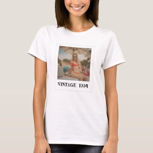 Vintage Photo & Year Nostalgic Birthday T-Shirt (Vorderseite)