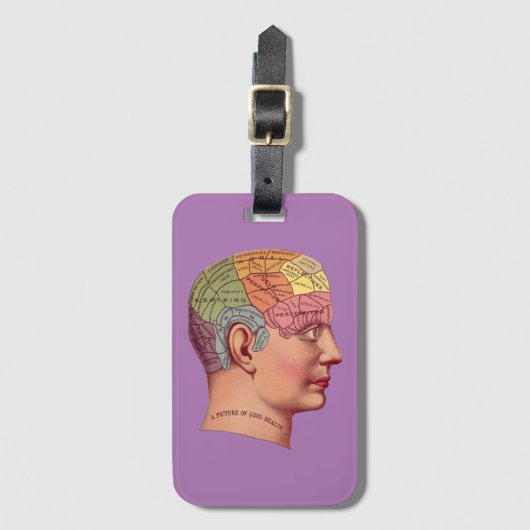 Vintage Phrenologie Kopf Minenkarte Gepäckanhänger (Vorderseite Vertikal)