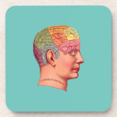 Vintage Phrenologie Kopf Minenkarte Getränkeuntersetzer (Vorderseite)