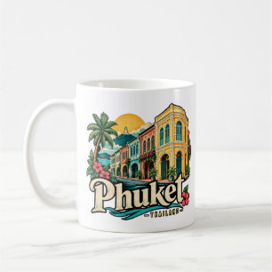 Vintage Phuket Thailand Reise Kunst Landmarke Kaffeetasse