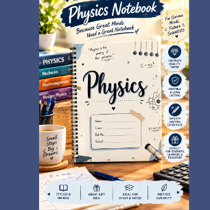Vintage-Physik-Literatur Notizbuch Blaue Blumen