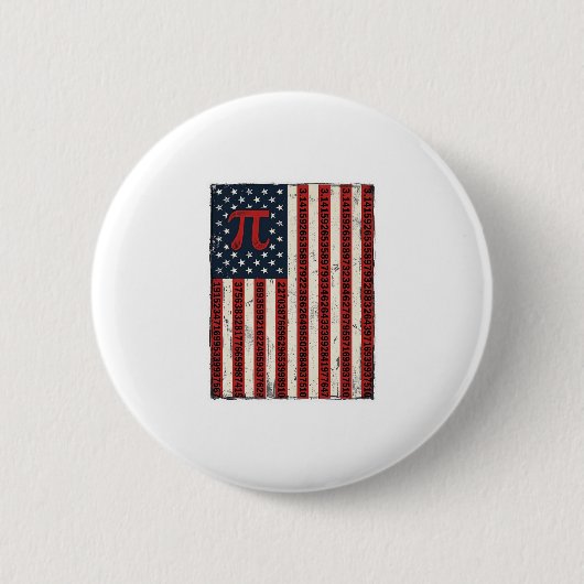 Vintage-Pi-Amerikanischer-Flagge-Mathe-Lehrer-Shir Button (Vorderseite)