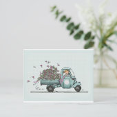 Vintage Piaggio Pick Up with flowers Postkarte (Stehend Vorderseite)