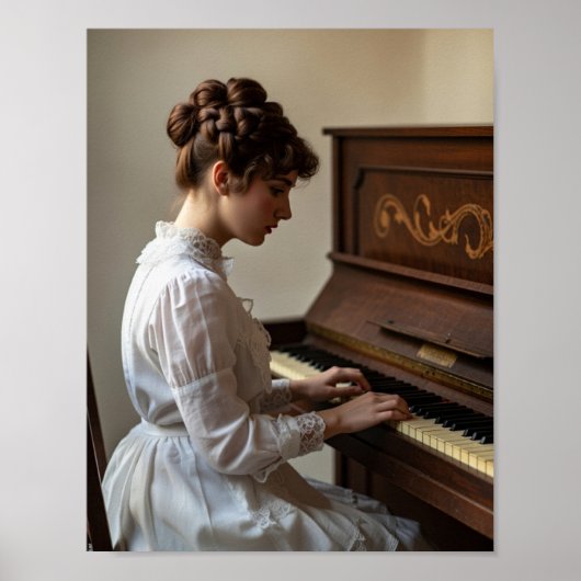 Vintage-Pianistin Poster (Vorne)