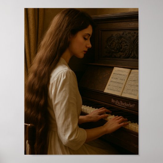 Vintage-Pianistin Poster (Vorne)