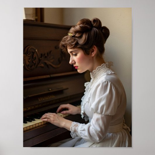 Vintage-Pianistin Poster (Vorne)