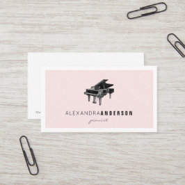 Vintage Piano-Business-Karte mit einfachem, rosa A Visitenkarte