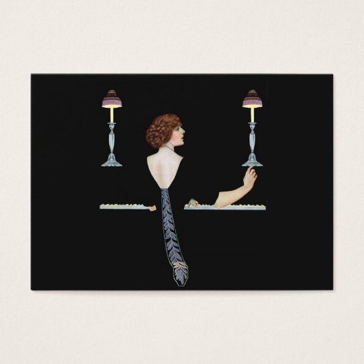 Vintage Piano Girl-Geschenkmarke (Vorderseite)