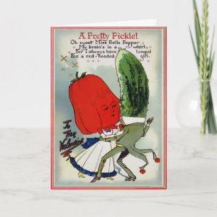Vintage Pickle Valentine-Tageskarte Feiertagskarte