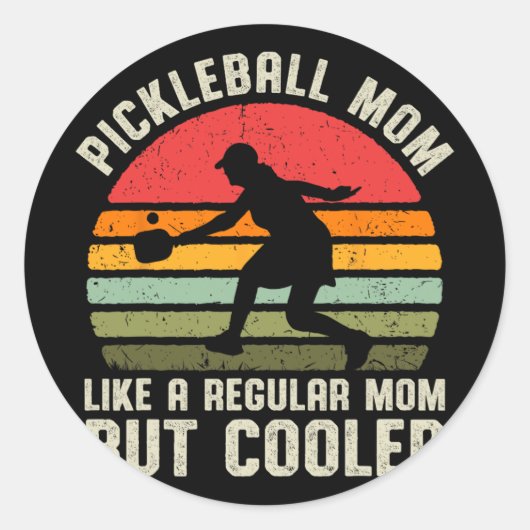 Vintage Pickleball-Mama Lebensader für Frauen Runder Aufkleber (Vorderseite)