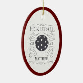 Vintage Pickleball Monogram Name Keramik O Ornament (Rechts)