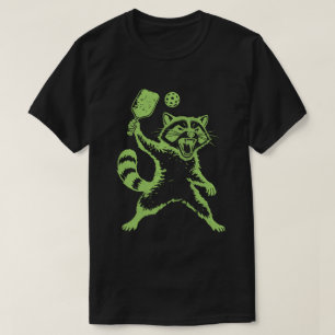 Vintage-Pickleball-Waschbär - Retro-Nachtsport T-Shirt