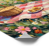 Vintage-Picknick-Wiese-Landschaftskunst Poster (Ecke)