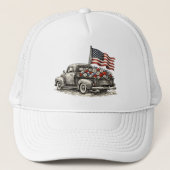 Vintage Pickup Truck Flag Truckerkappe (Vorderseite)