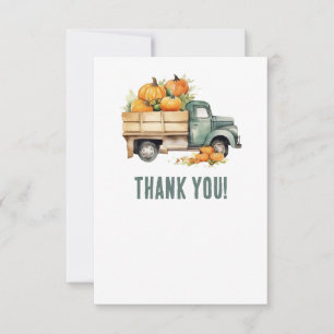 Vintage-Pickup-Truck-Kürbisse-Babyparty Dankeskarte