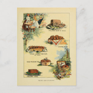Vintage Picnic Foods Chart aus dem Jahr 1902 Postkarte