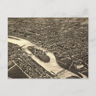 Vintage Pictorial Map of Aurora Illinois (1882) Postkarte
