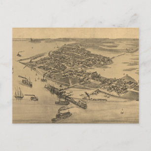 Vintage Pictorial Map of Cedar Key FL (1884) Postkarte