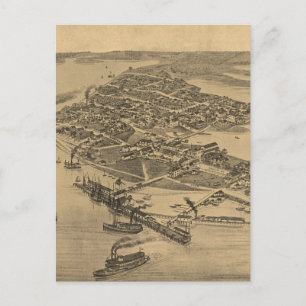 Vintage Pictorial Map of Cedar Key FL (1884) Postkarte