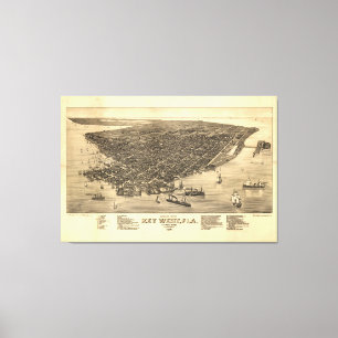 Vintage Pictorial Map of Key West FL (1884) Leinwanddruck