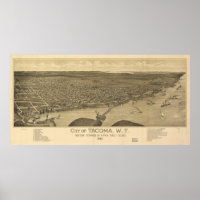 Vintage Pictorial Map of Tacoma Washington (1885)