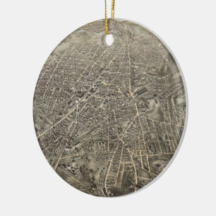 Vintage Pictorial Map of Worcester MA (1878) Keramikornament