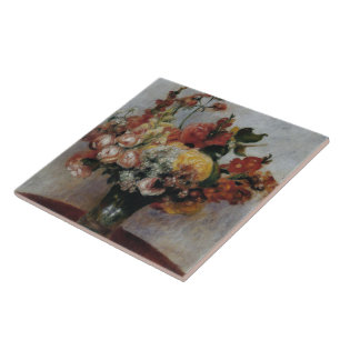 Vintage Pierre Auguste Renoir-Blume in einer Vase Fliese