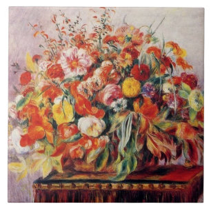 Vintage Pierre Auguste Renoir Blumenkorb Fliese