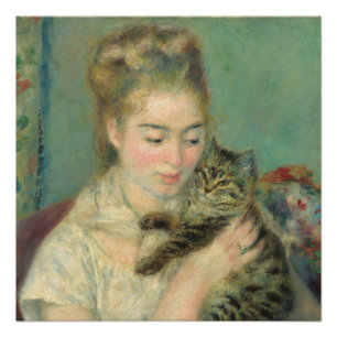 Vintage Pierre Auguste Renoir Frau mit einer Katze Poster